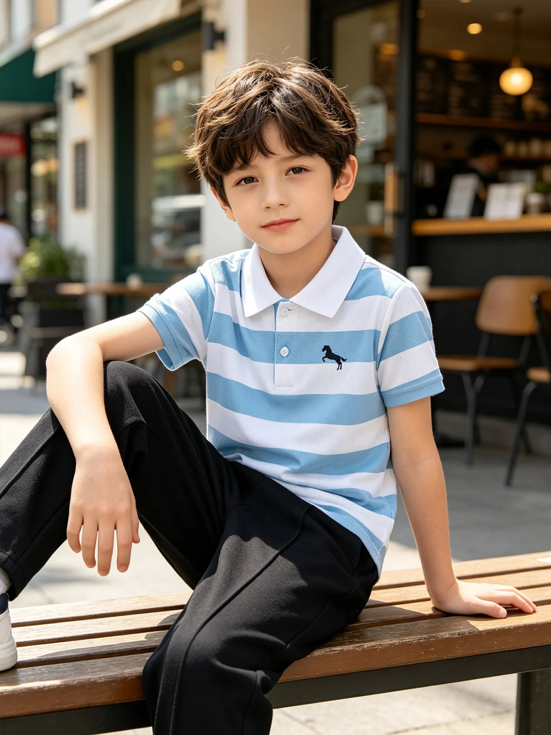 Saashi Boys Polo Shirt & Pocket Pants Set – Casual Solid Color Summer Outfit for Kids, 2-Piece Set