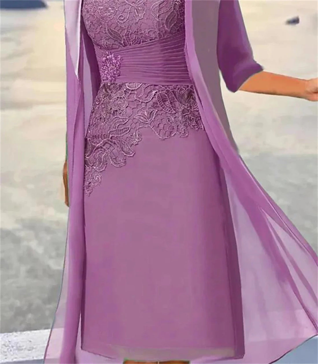 Saashi Dusty Blue Lace Mother’s Dress