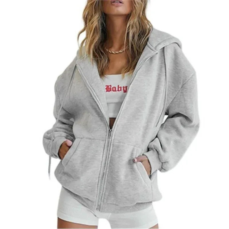 Saashi Gray Zip-Up Pocket Hoodie