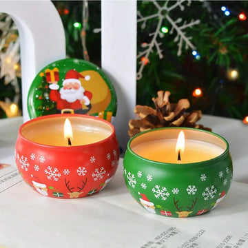 Saashi Christmas Aroma Candle in Santa Tin Box Plant Based Scented Candle for Bedroom Living Room