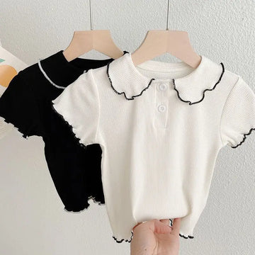 Saashi Girls Soft Ice Silk T-Shirt – Cute Sweet Short Sleeve Casual Summer Top