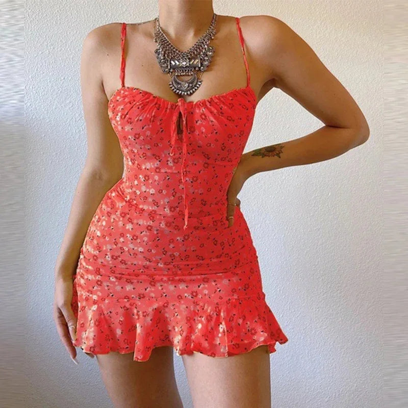 Saashi Women's Sexy Casual Home Small Floral Camisole Summer Comfortable Dress