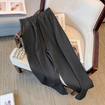 Saashi Plus Size Printed Velour Flare Pants – Elastic High Waist Office Trousers for Women