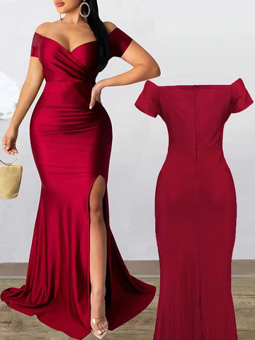 Saashi High Slit Evening Maxi Dress