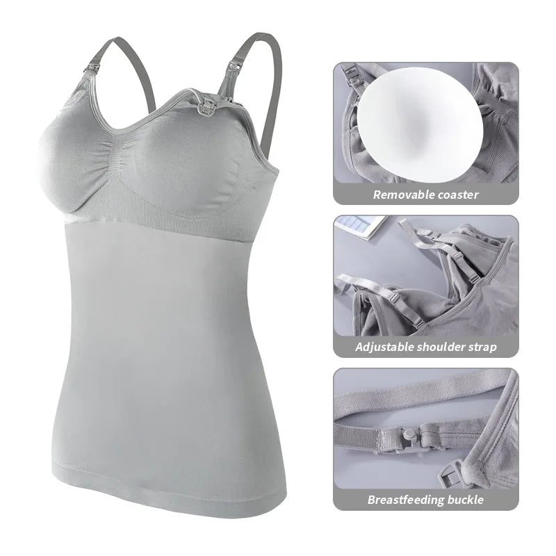 Saashi Sleeveless Nursing Tank Top for Pregnant Women Plus Size Maternity Breastfeeding Vest