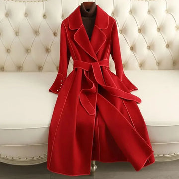 Saashi Women's Long Double-Faced Woolen Trench Coat