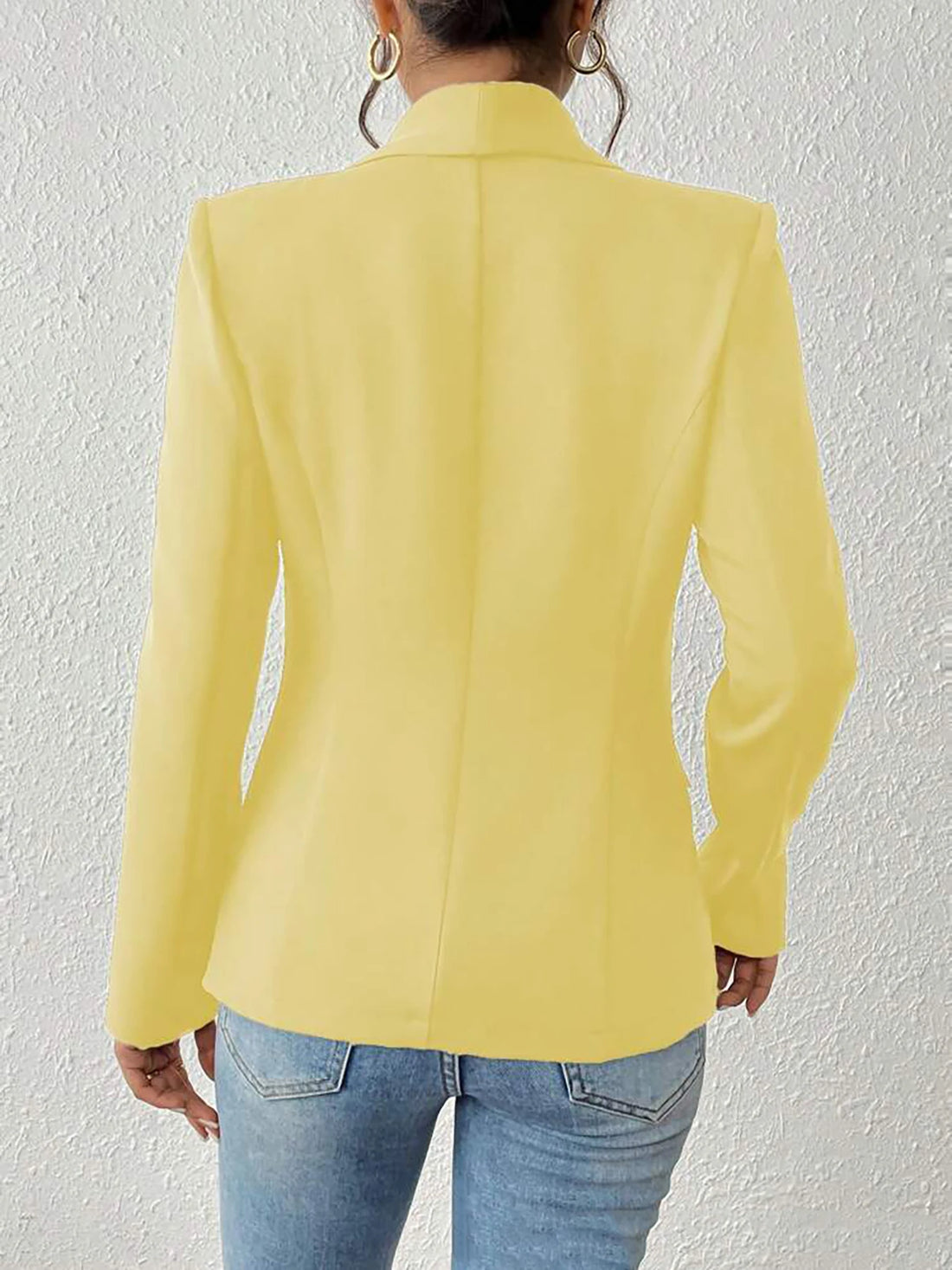 Saashi Women's Solid Color Shawl Collar Long Sleeve Fashion Office Casual Blazer.