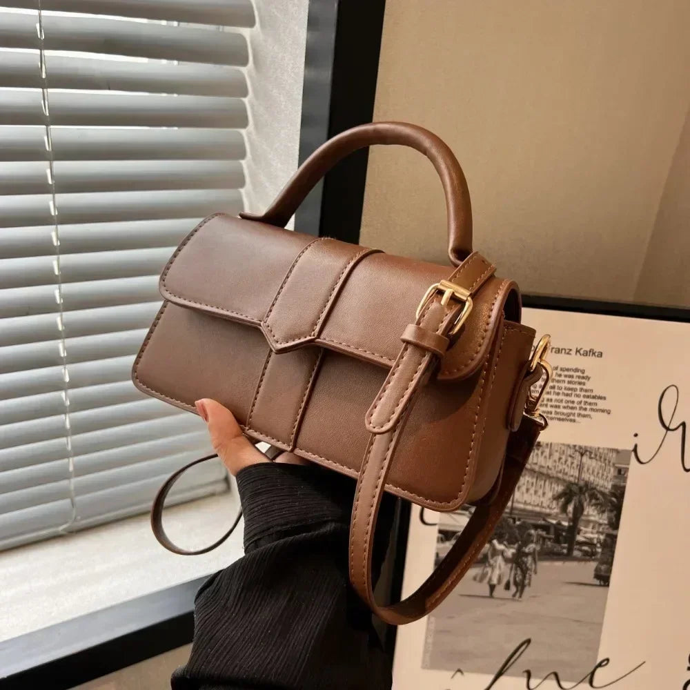 Saashi PU Leather Shoulder Bag for Women Vintage Underarm Square Satchel Fashion Crossbody Handbag
