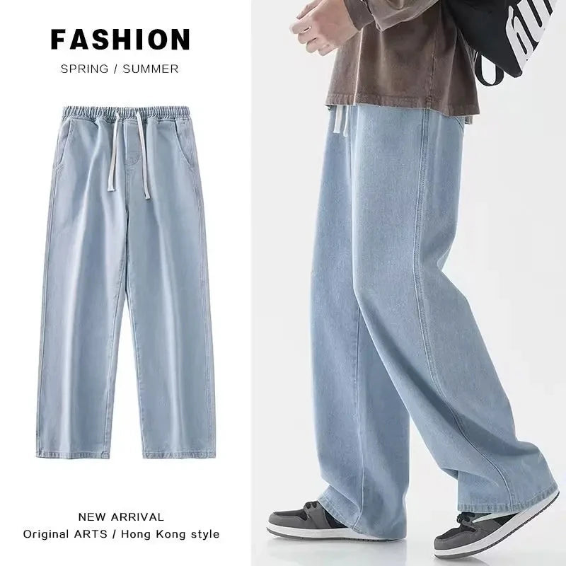 Saashi Men's Streetwear Large Denim Jeans Teens Trousers Baggy Pants Korean Fashion.