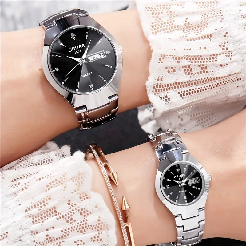 Saashi Couple Quartz Calendar Watch