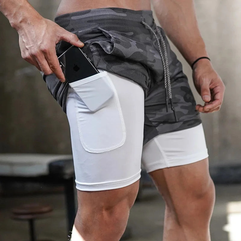 Saashi Camo 2-in-1 Running Shorts