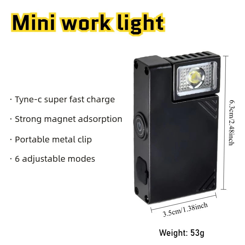 Saashi Mini EDC Flashlight: 400lm Rechargeable 180° Rotating Magnetic Light