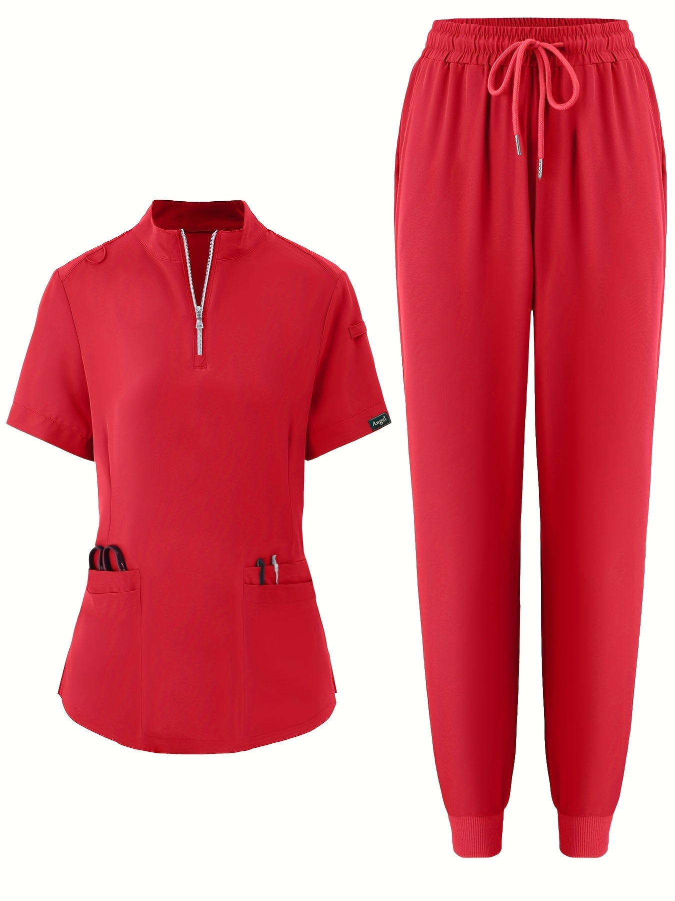 SAASHI Watermelon red Men's Workwear Set - V-Neck Top & Pants Combo