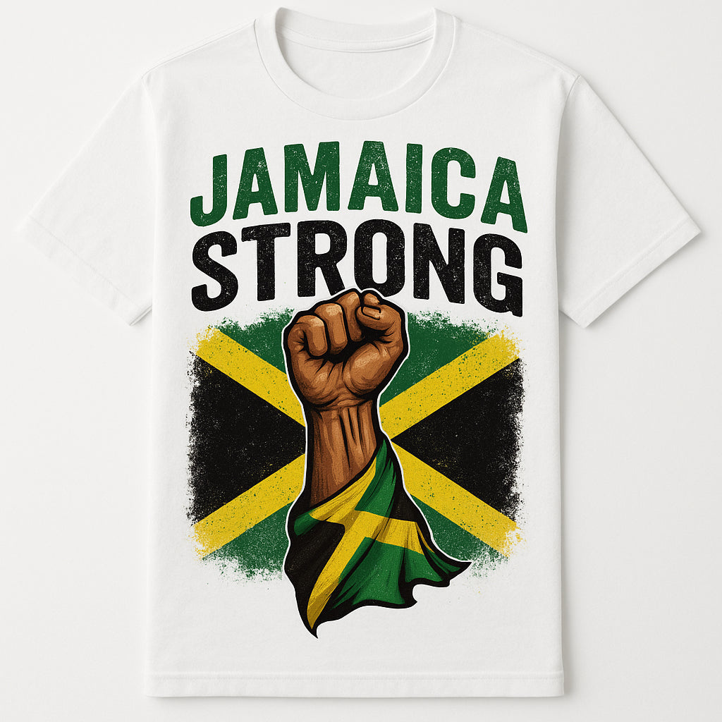 Jamaica Strong T-Shirt (White Edition) – Hope in Every Thread