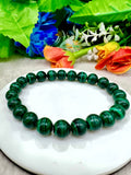 Malachite Stone round Beaded Bracelet 6 MM 8 MM 10 MM Stretch Bracelet