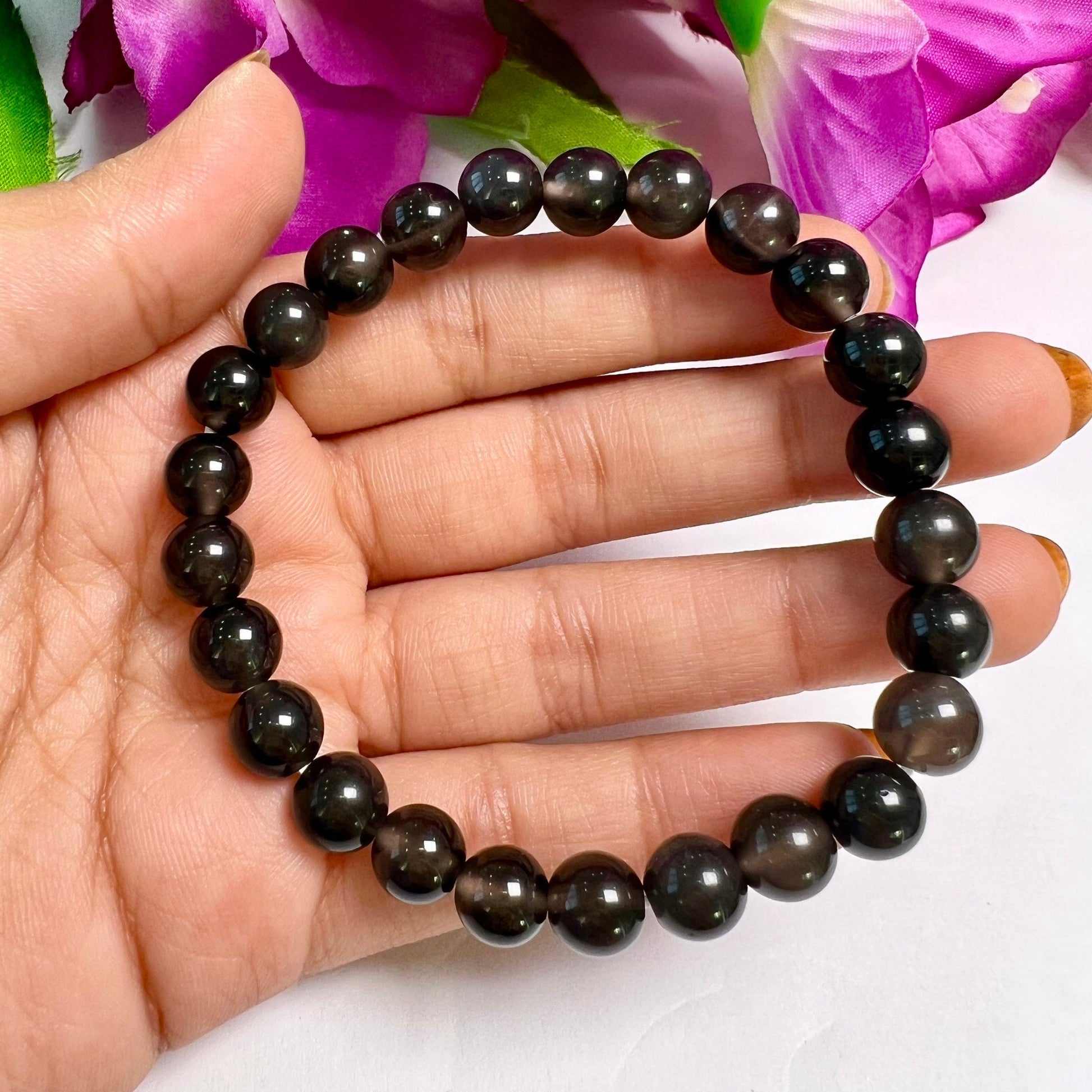Apache Tears Stone round Beaded Bracelet 8 MM Stretch Bracelet