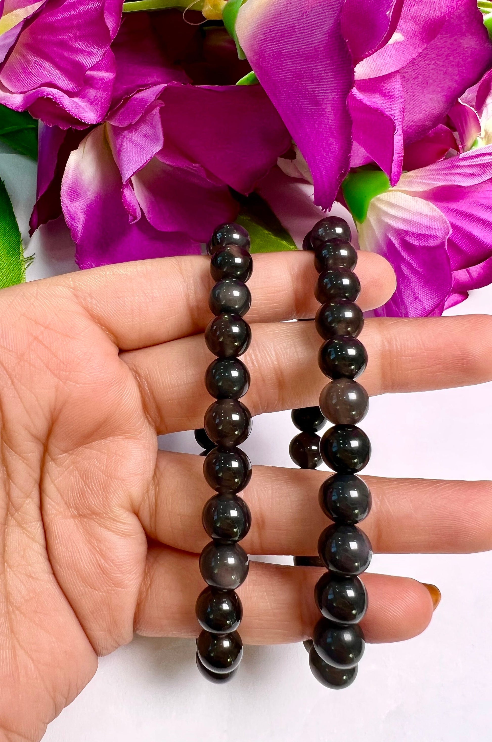 Apache Tears Stone round Beaded Bracelet 8 MM Stretch Bracelet