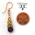 Copper Amethyst Earrings with Handmade Vintage Copper Cone Beads 8Mm Natural Amethyst Bead Earrings